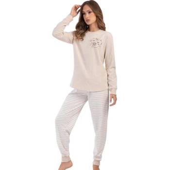 Дамска ватирана макси пижама в бежово