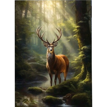 Norimpex - Puzzle Diamant painting: Deer by the forest stream 30x40 cm - 1 - 39 piese