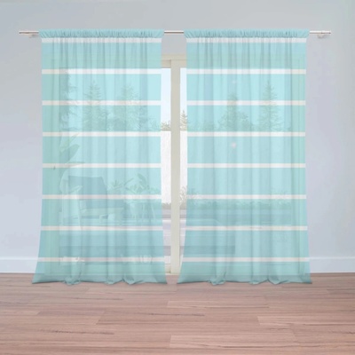 Sablio Záclony Biele pruhy na modrej: 2ks 150x250cm