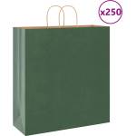 vidaXL Хартиени торбички 250 бр с дръжки зелени 45x17x48 см (4101737)