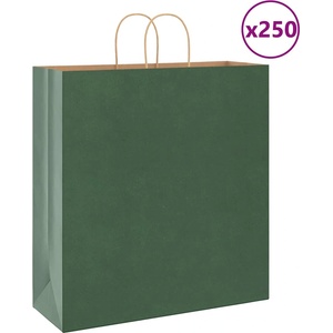 vidaXL Хартиени торбички 250 бр с дръжки зелени 45x17x48 см (4101737)