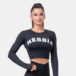 Nebbia Sporty HERO crop top s dlhým rukávom 585 black