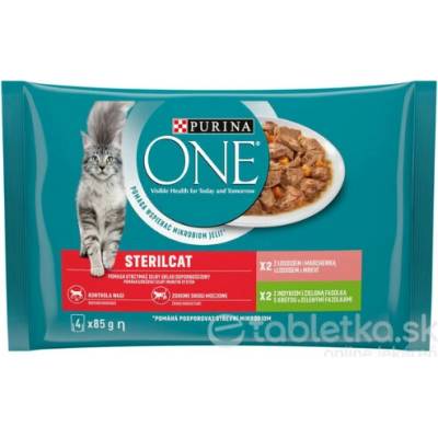 PURINA ONE Multipack Sterilcat mini filetky s morkou a lososom v šťave 4 x 85 g
