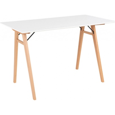 Nordic Living Bílý dřevěný pracovní stůl Vinay přírodní podnož 120 cm