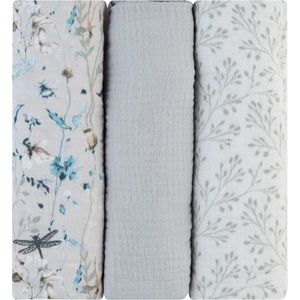 KikkaBoo Комплект 3 бр муселинови пелени 100х100 см Dreamy Fields Grey (31103010112)