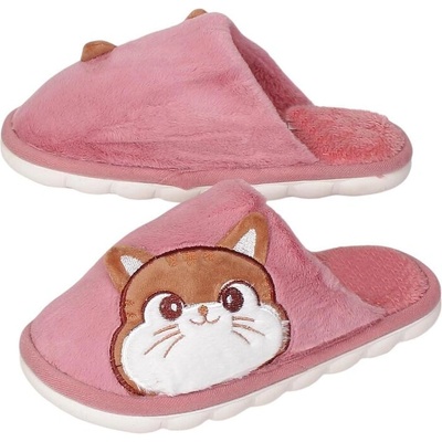 Плюшени пантофи в розово с коте