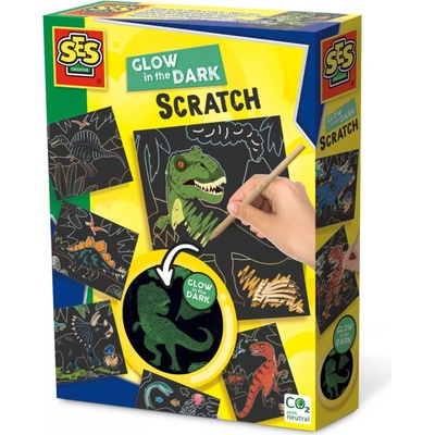 SES Vyškrabávacie obrázky dinosaury svietiace v tme