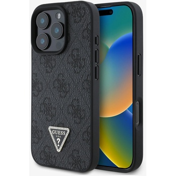 GUESS PU 4G Strass Triangle Metal Logo Zadní Kryt pro iPhone 16 Pro Black Калъф за телефон Guess | Lilav | ЖЕНИ | UNI