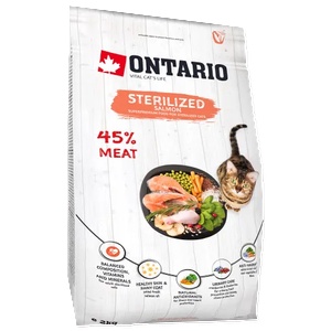 ONTARIO STERILISED SALMON Adult cat food - суха храна за кастрирани котки, със сьомга 2 кг, Чехия 213-10775