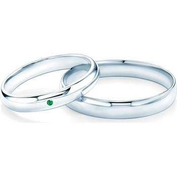 Savicki Snubní prsteny Fairytale bílé zlato smaragd půlkulaté OBR FAIR SZM B