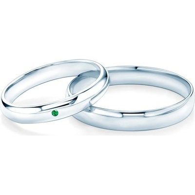 Savicki Snubní prsteny Fairytale bílé zlato smaragd půlkulaté OBR FAIR SZM B