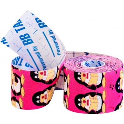 BB Tape Kineziologické tejpy pro citlivou pokožku dětskýmotiv tučňák růžová 5cm x 5m