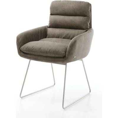 Delife Abelia-Flex s područkami mikrovlákno taupe vintage tenká podnož nerezová ocel