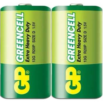 Image 1 of GP Batteries Цинк карбонова батерия GP Greencell 13G-S2, R20, 2 бр. в опаковка / shrink, 1.5V (GP-BM-13G-S2)