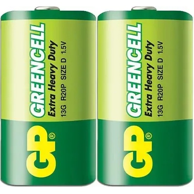 GP Batteries Цинк карбонова батерия GP Greencell 13G-S2, R20, 2 бр. в опаковка / shrink, 1.5V (GP-BM-13G-S2)