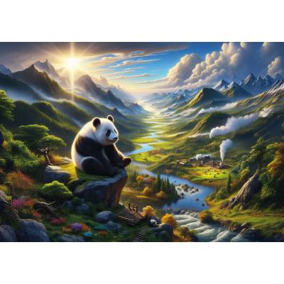 Art Puzzle - Puzzle Panda's Tranquil Retreat - 500 piese