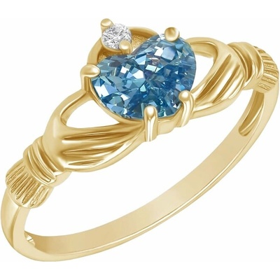 Eppi Zlatý claddagh prsteň s topásom a diamantom Valma R40090