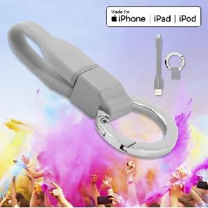 4smarts USB Кабел Ключодържател за iPhone и iPad (къс), 4Smarts Lightning Keyring 0.1m, Сив (4S468758)