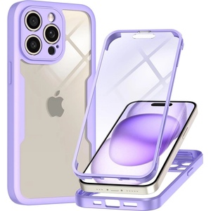 Techsuit Калъф за iPhone 15 Pro + Протектор - ColorVerse 360 Series - Лилав