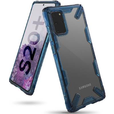 Удароустойчив твърд кейс за Samsung Galaxy S20 Plus от Ringke Fusion X - със синя рамка (FUSG0045)