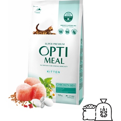 OPTIMEAL Superpremium pre mačiatka s kuracim mäsom 1,5 kg