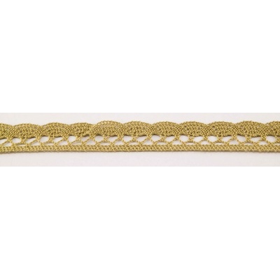 Bavlnená paličkovaná čipka - olivová - šírka 1,5 cm