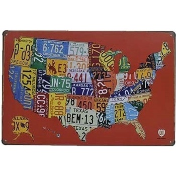 Ceduľa USA mapa značky