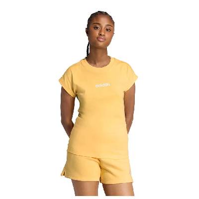 Тениска Adidas Essentials Linear Cotton short sleeve T-shirt - Yellow (Semi Ice Tangerine / White)