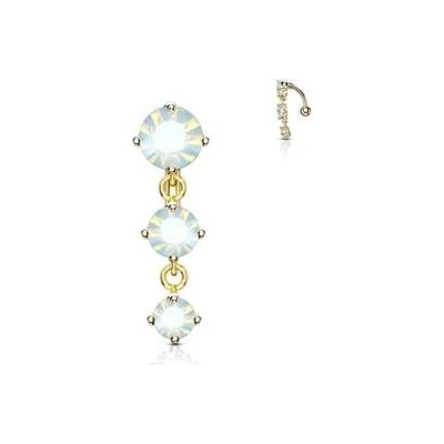 Šperky4U Obrácený zlacený piercing do pupíku s opality WP0008-GDOP
