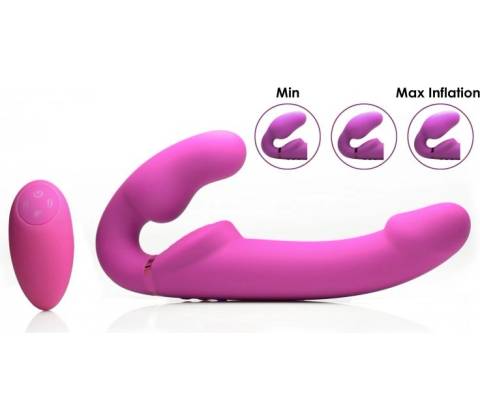 Inflatable Strapless Strap on with Remote Control Strap U