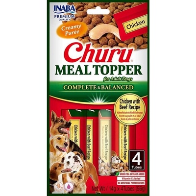 INABA Dog Meal Topper Chicken Beef 4 x 14 g krémový doplněk stravy s kuřecím a hovězím masem