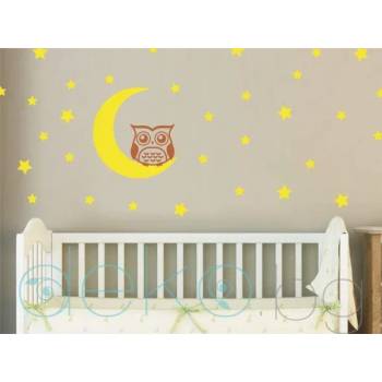 Image 1 of Луна със сова и звезди - комплект (1164)