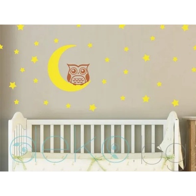 Луна със сова и звезди - комплект (1164)