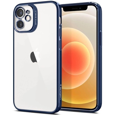 Spigen Optik Crystal Case - тънък силиконов (TPU) калъф за iPhone 12 mini (син-прозрачен)