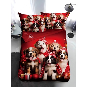 EmonaMall Двулицево коледно спално бельо, размер за приста (реално изображение) EmonaMall, 4 части - Модел S17364 (S17364-6666d4)