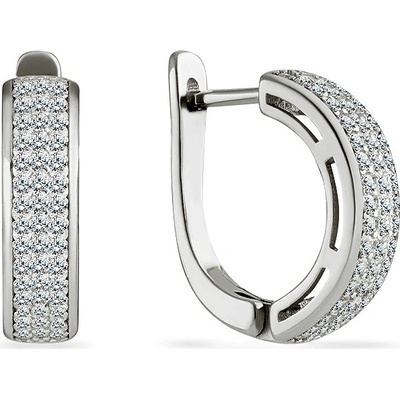 SilveAmo stříbrné náušnice s bílým zirkonem Tři čáry CK2F374