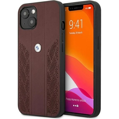 BMW Кожен кейс BMW за iPhone 13, 6.1", Виненочервен (BMW000394)