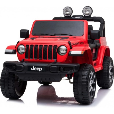 Beneo elektrické autíčko Jeep Wrangler dvoumístné kožená sedadla Rádio s Bluetooth přehrávačem SD / USB vstup Pohon 4x4 12V10Ah Baterie EVA kola Odpružené nápravy 24 GHz červená