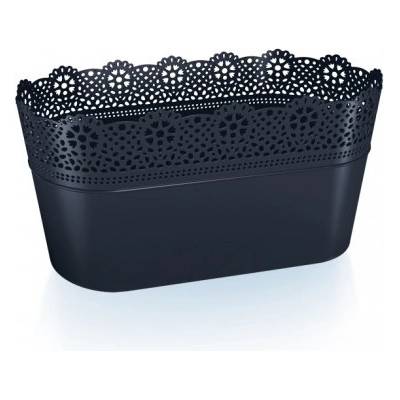 Trebor Kvetináč LACE dlhý antracit 29x13,5x15,5cm