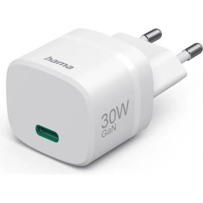 Hama Зарядно устройство, 30 W, GaN, USB-C, PD/Qualcomm®, Zero Standby, бяло (201964)