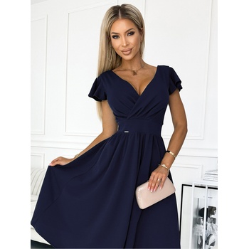 Numoco Рокля с деколте с къс ръкав - тъмно синя Numoco MATILDE numoco | Sin | ЖЕНИ | S