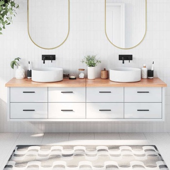 vidaXL Плот за баня светлокафяв 200x50x(2-4) см обработено дърво масив (3156173)