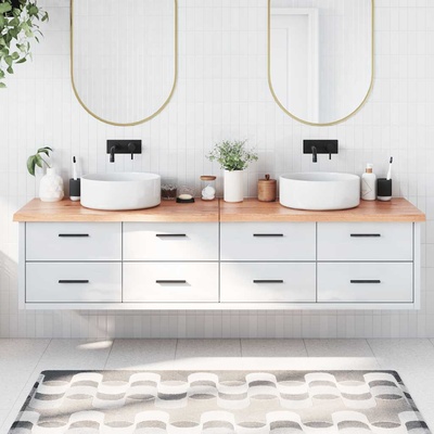 vidaXL Плот за баня светлокафяв 200x50x(2-4) см обработено дърво масив (3156173)