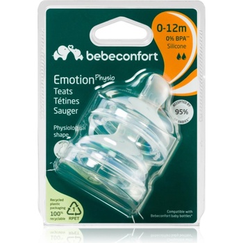 Bebeconfort Emotion Physio Medium Flow биберон за шише 0-12 m 2 бр