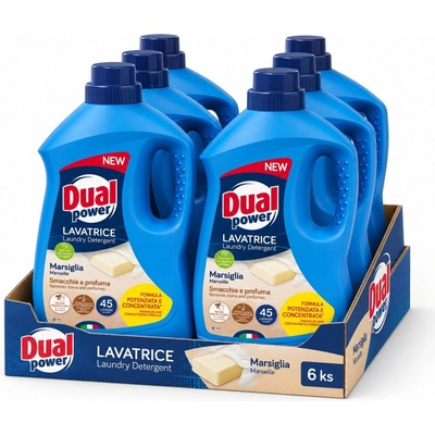 Dual Power prací gel s marseilským mýdlem 6 x 1,8 l 45 PD