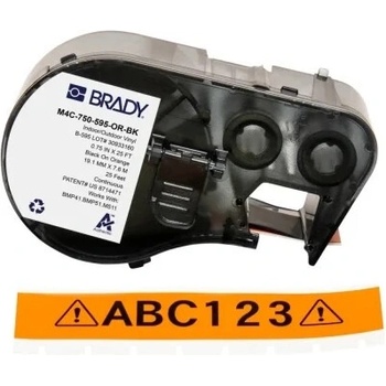 Brady M4C-750-595-OR-BK / 170828, 19.05 mm x 7.62 m, Винил, черен печат / оранжев фон (170828)
