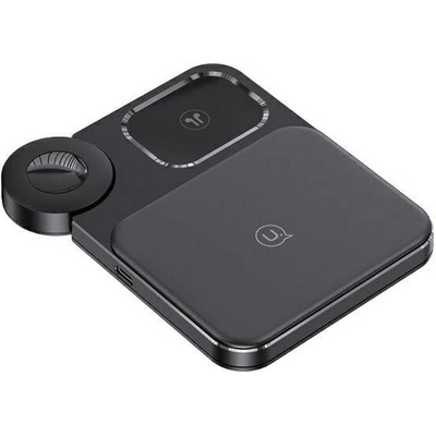 USAMS 3v1 15W bezdrátová nabíječka černá