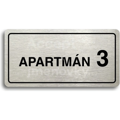ACCEPT Piktogram APARTMÁN 3 II - stříbrná tabulka - černý tisk