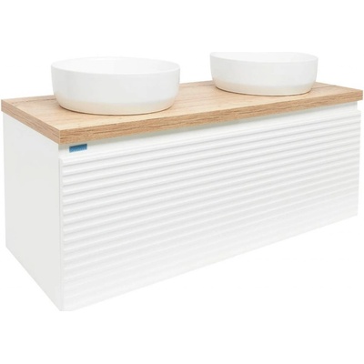 Naturel Skříňka pod umyvadlo Savona bílá lesk / deska dub halifax SAVONA120BIDDH