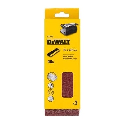 DeWALT DT3640 Víceúčelový brusný pás - 40G - 75 mm x 457 mm 3ks